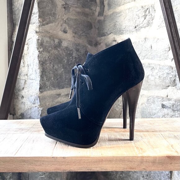 Lanvin Black Suede Platform Booties - Picture 5 of 8
